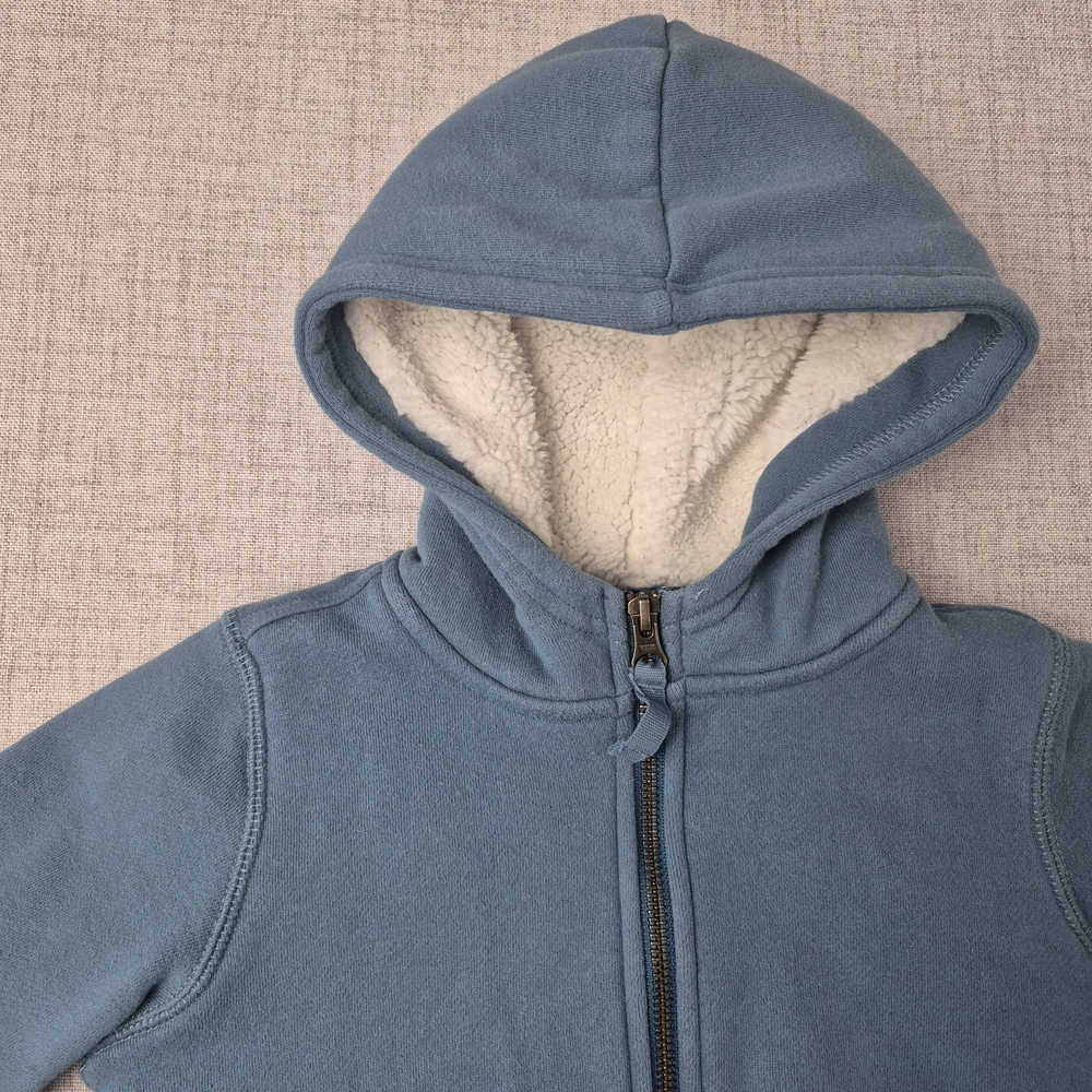 Primary Kids Sherpa-Lined Full Zip Hoodie | Slate Blue | Size 4-5 - Picture 2 of 12